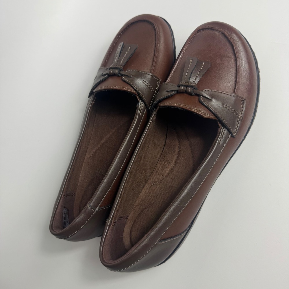Clarks Collection Women Brown Leather Tassel Loafers Shoes Size 8 W 260673304080 - Picture 10 of 14